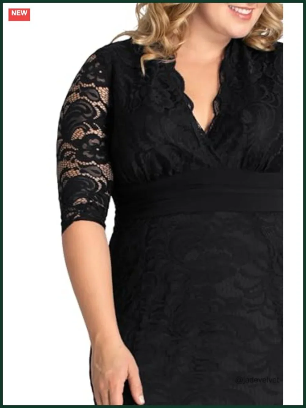 Plus Size Lace Evening Gown Fit & Flare Black-Tie Formal Dress